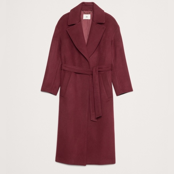 NWT! Banana Republic Red Cherry Jam Oversize Wool-Cashmere Wrap Coat - 🔹 - Picture 5 of 10